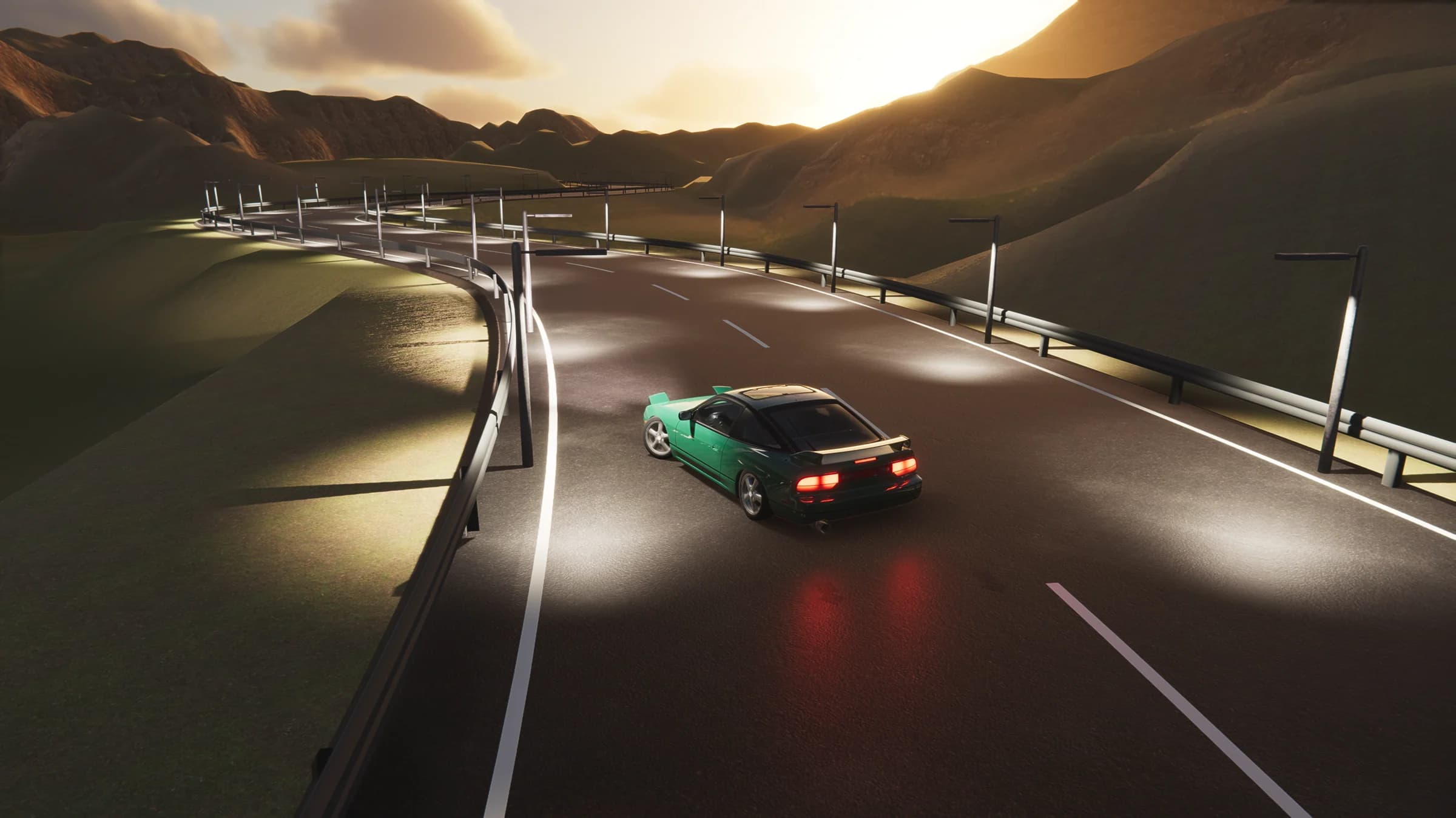 Project Tourge car driving along the updated mountain road