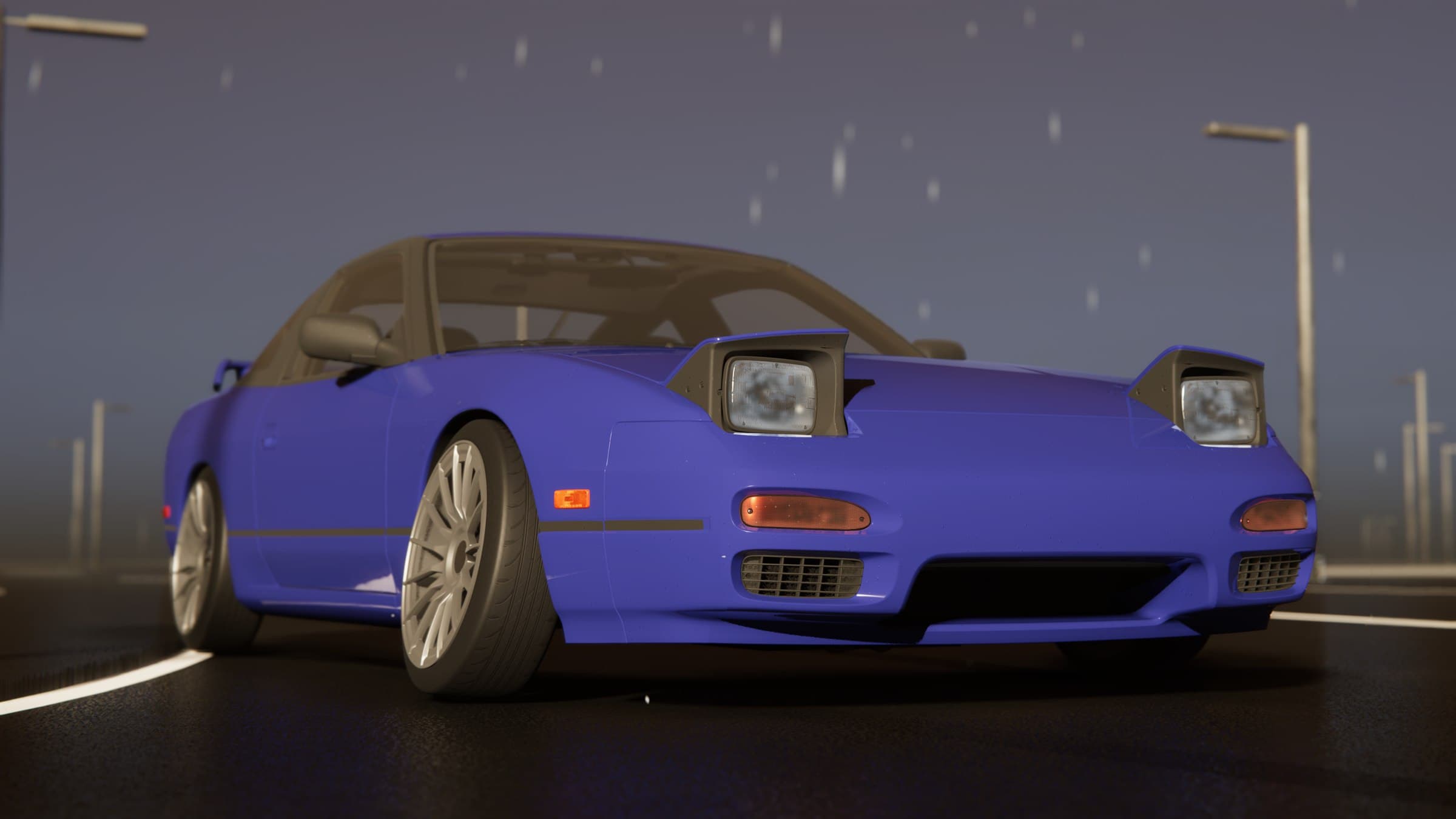 Project Tourge car driving through rain